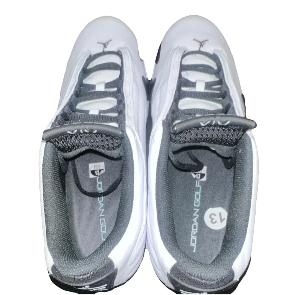 30N21/Jordan Air Jordan 14 Men's Golf Shoes White Black Green Leather US 13